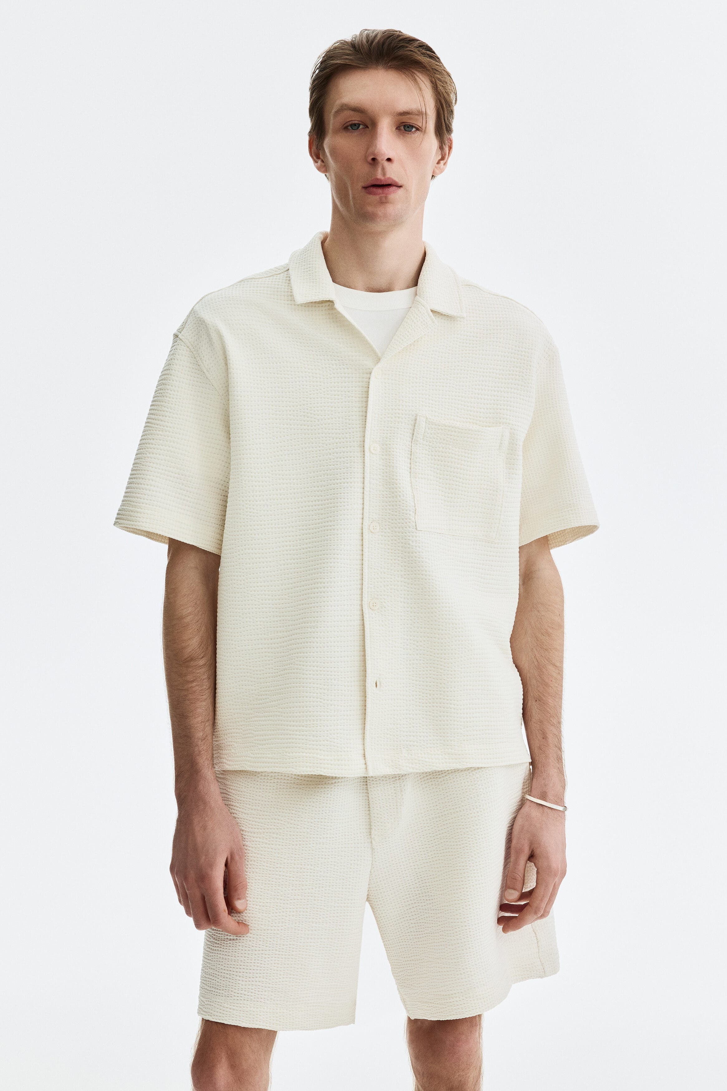 Relaxed Fit Waffled Shorts - image 4