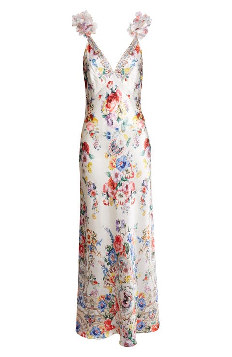 I Left My Heart in Granada Print Bias Cut Silk Slipdress