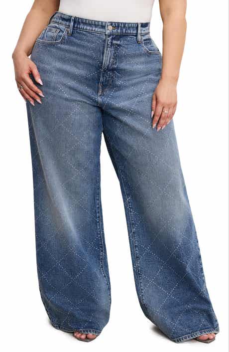 Good American Good Ease Relaxed Wide Leg Jeans