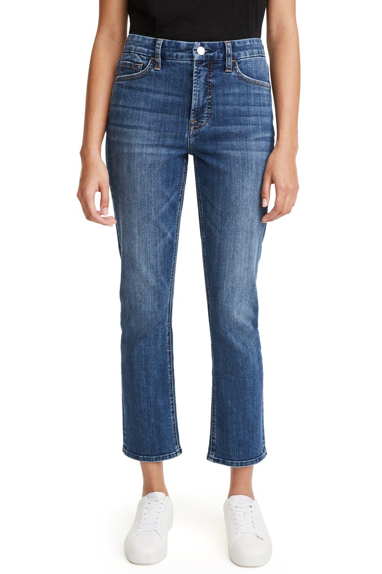 JEN7 High Waist Chew Hem Ankle Straight Leg Jeans, Main, color, WISTERIA