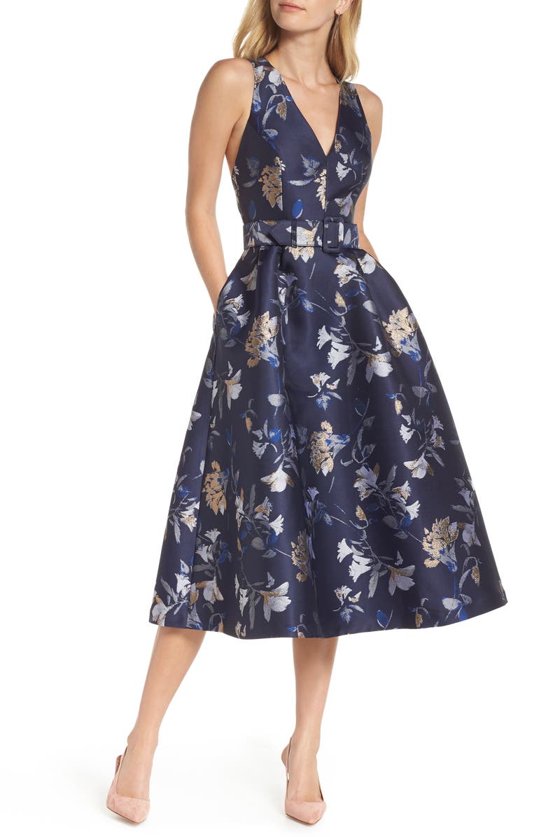 1901 Belted Fit & Flare Party Dress, Main, color, 