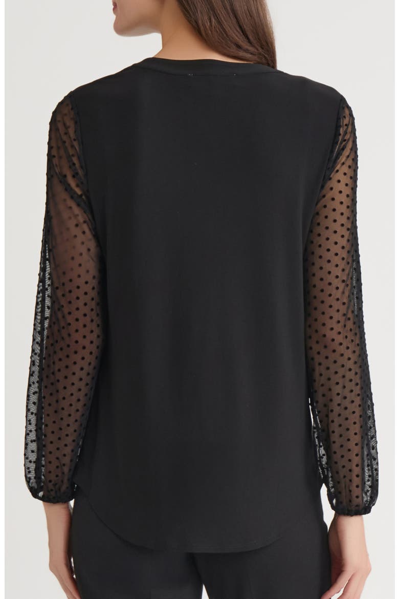 Split Neck Top, Alternate, color, BLACK