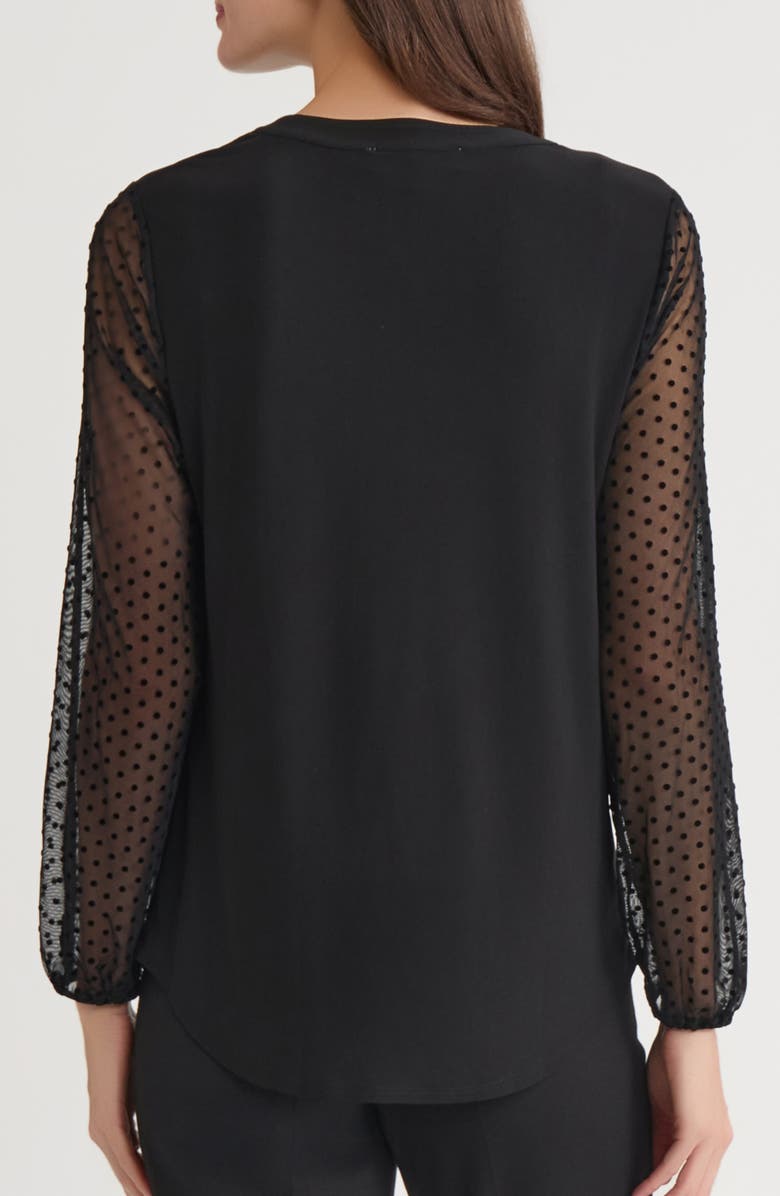 KASPER Split Neck Top, Alternate, color, Black