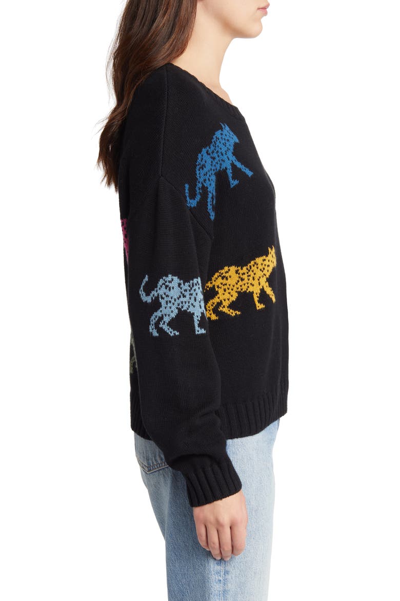 Perci Leopard Cotton & Cashmere Sweater, Alternate, color, JAGGED TIGER
