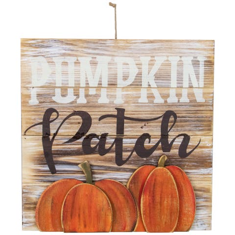 Pumpkin Patch Fall Harvest Wooden Wall Sign - 12"