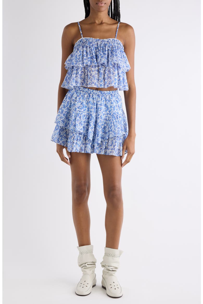 Jocadia Ruffle Cotton Miniskort, Alternate, color, BLUE