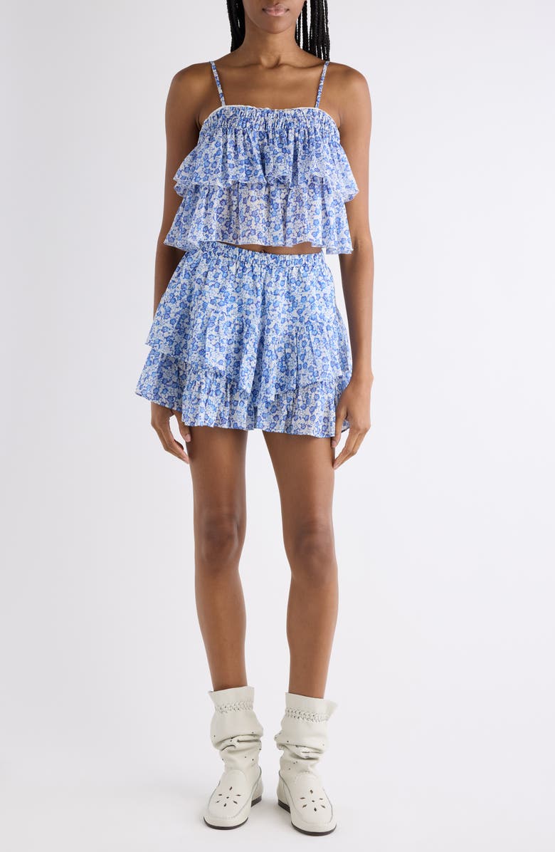 Isabel Marant Étoile Jocadia Ruffle Cotton Miniskort, Alternate, color, Blue