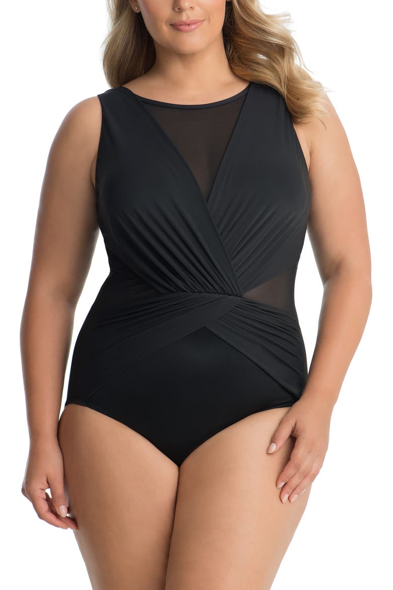 Illusionists Palma One-Piece Swimsuit, Main, color, BLACK
