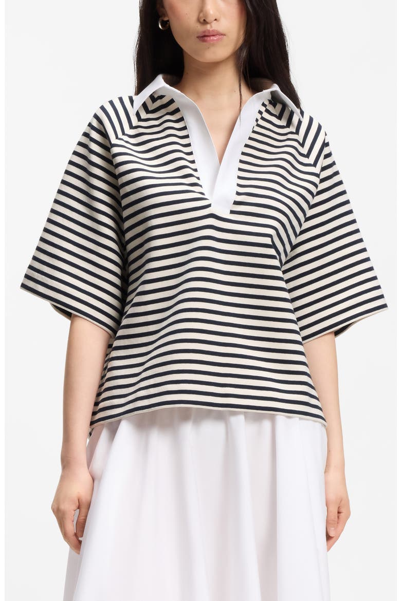 Essipa Stripe Polo Top, Main, color, SKY CAPTAIN STRIPE