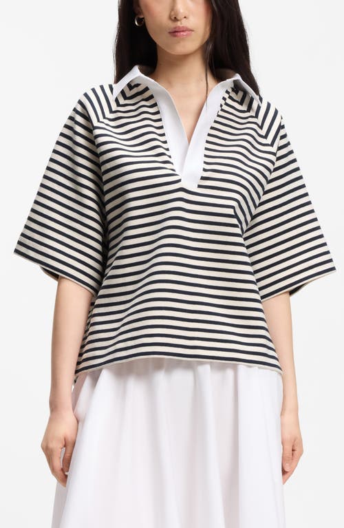 BOSS Essipa Stripe Polo Top in Sky Captain Stripe at Nordstrom, Size Small
