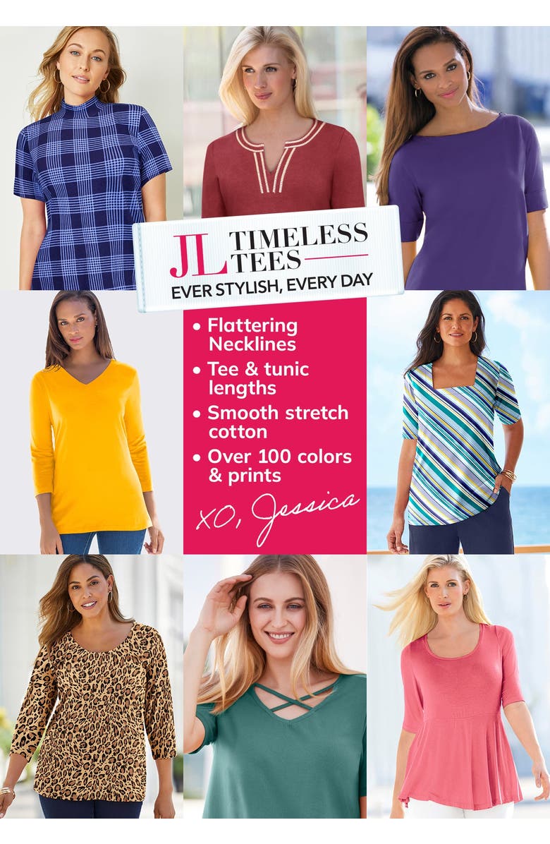 Jessica London Short Sleeve Mock Neck, Alternate, color, Black