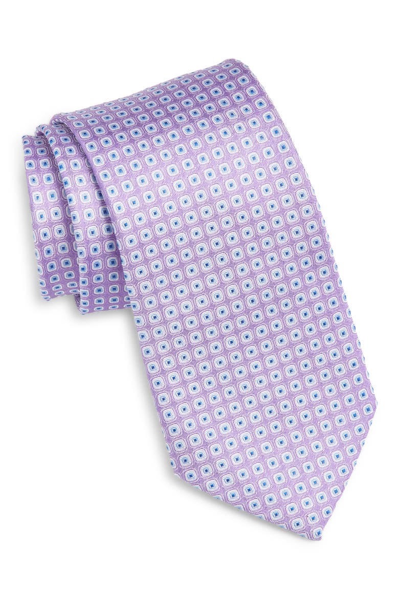 Geometric Silk Tie, Main, color, PURPLE