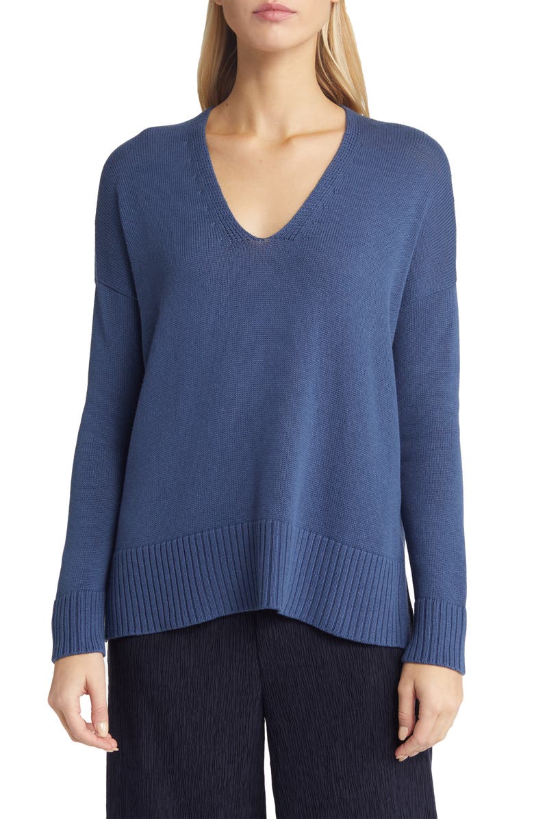 Eileen Fisher Boxy V-Neck Sweater, Main, color, 