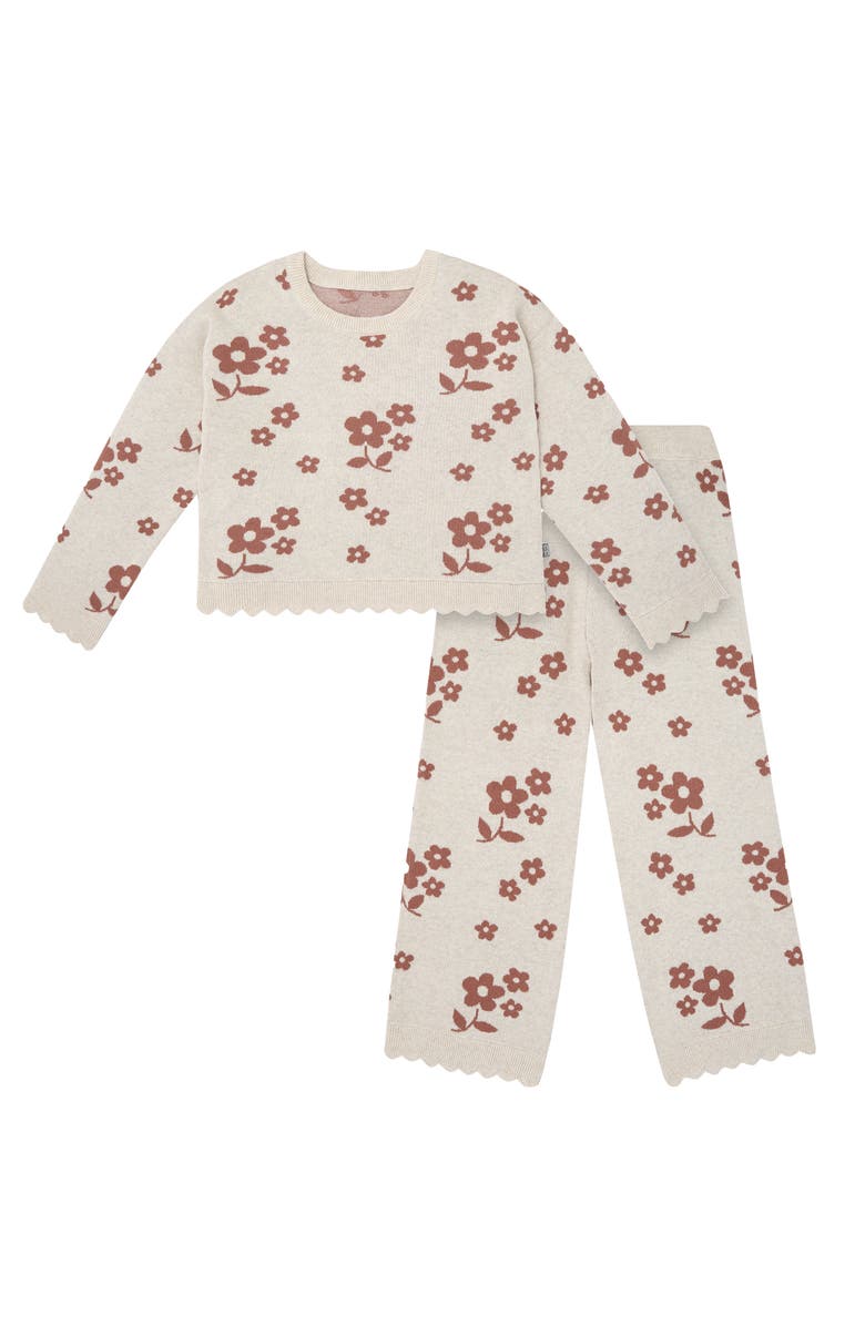 Modern Moments<sup>™</sup> by Gerber Jacquard Sweater Knit Top and Pant Set, Main, color, Nutmeg Flowers