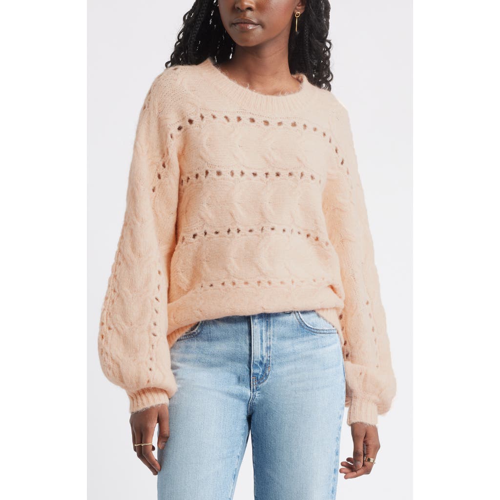 Treasure & Bond Cable Crewneck Sweater in Pink  product