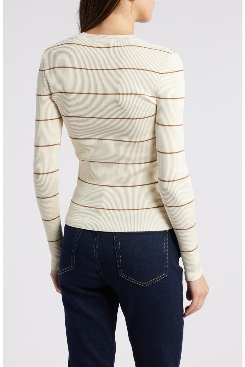 Stripe Rib Long Sleeve Top, Alternate, color, CAMEL MULTI