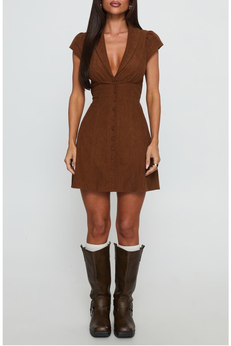 Magdalene Corduroy Button-Up Minidress, Main, color, CHOCOLATE