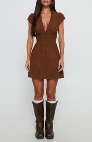 Princess Polly Magdalene Corduroy Button-Up Minidress