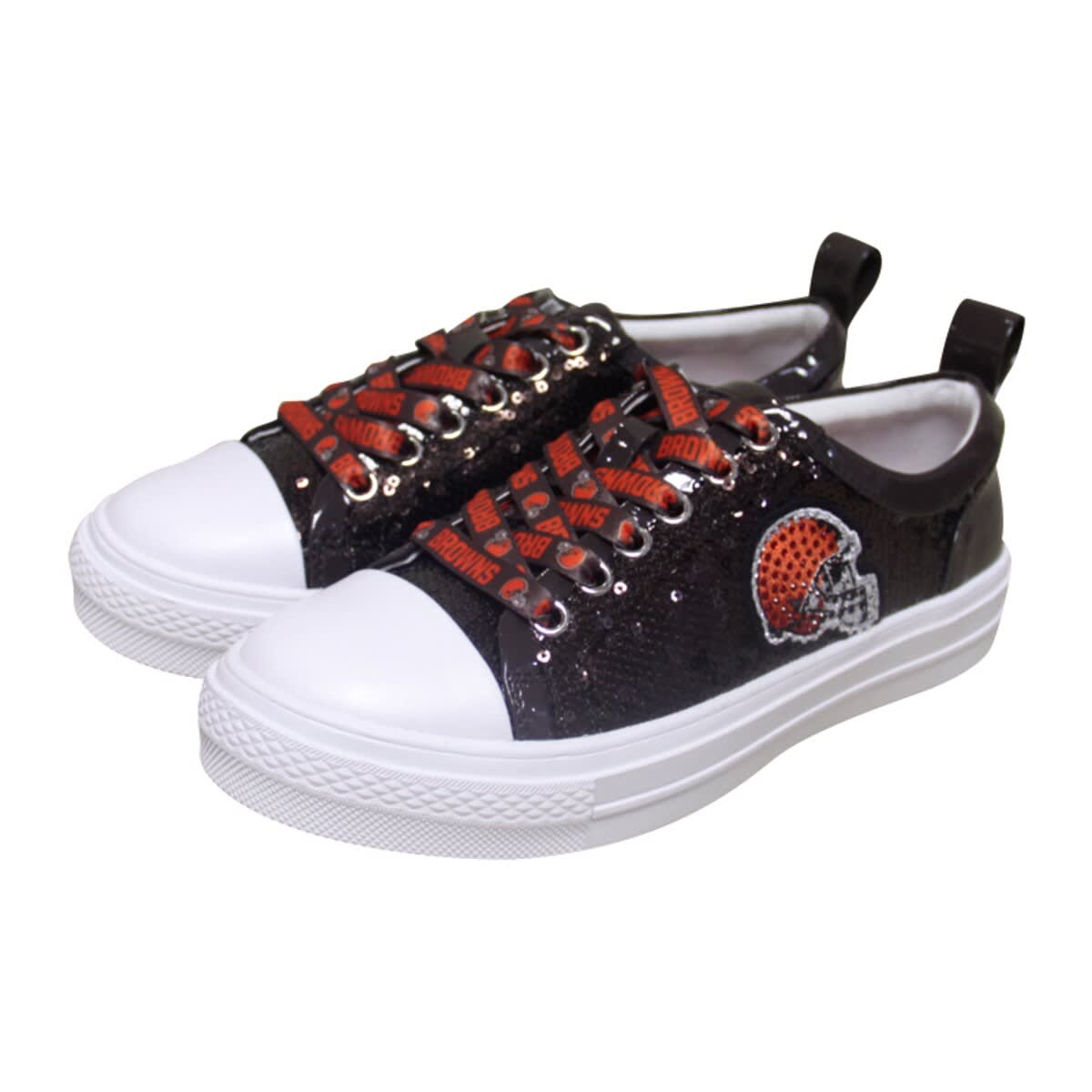 CUCE Women's Cuce Brown Cleveland Browns Team Sequin Sneakers, Main, color, 
