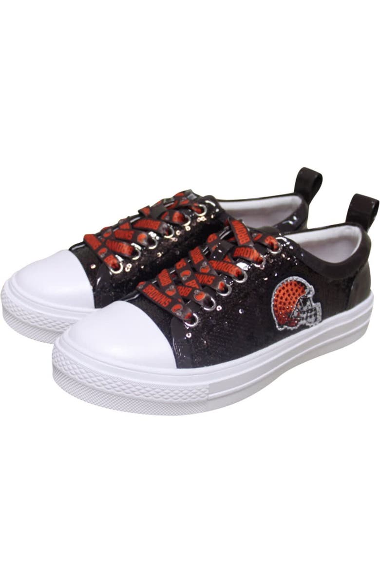 CUCE Women's Cuce Brown Cleveland Browns Team Sequin Sneakers, Main, color,