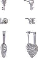 Hallmark Silver Tone Valentine's Day Trio Earring Set