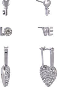 Hallmark Silver Tone Valentine's Day Trio Earring Set
