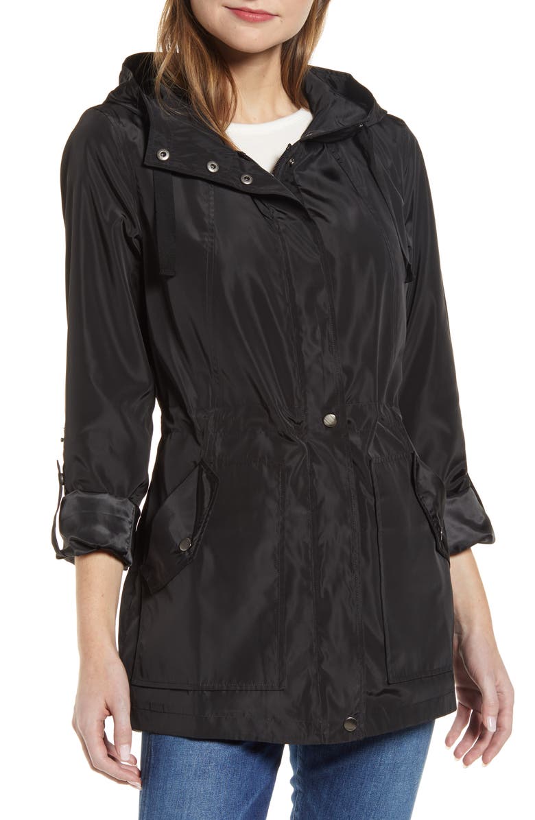 Halogen<sup>®</sup> Hooded Cinch Waist Rain Jacket, Alternate, color, 