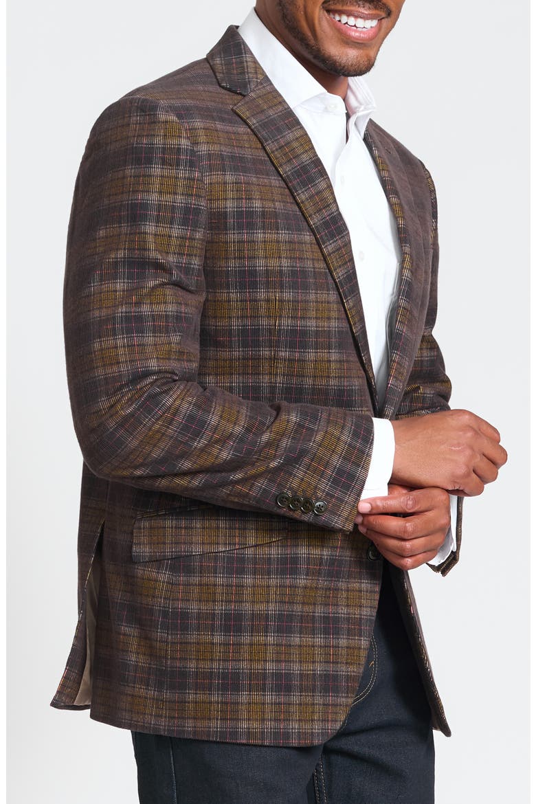 Navy & Brown Glen Plaid Corduroy Blazer, Alternate, color, NAVY