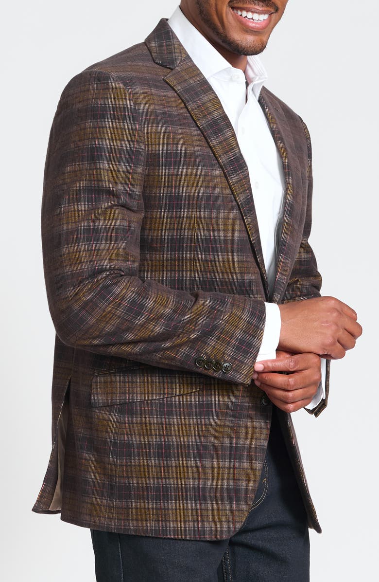 SAVILE ROW CO Navy & Brown Glen Plaid Corduroy Blazer, Alternate, color, Navy