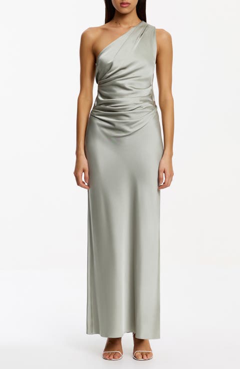 Angela One Shoulder Satin Gown