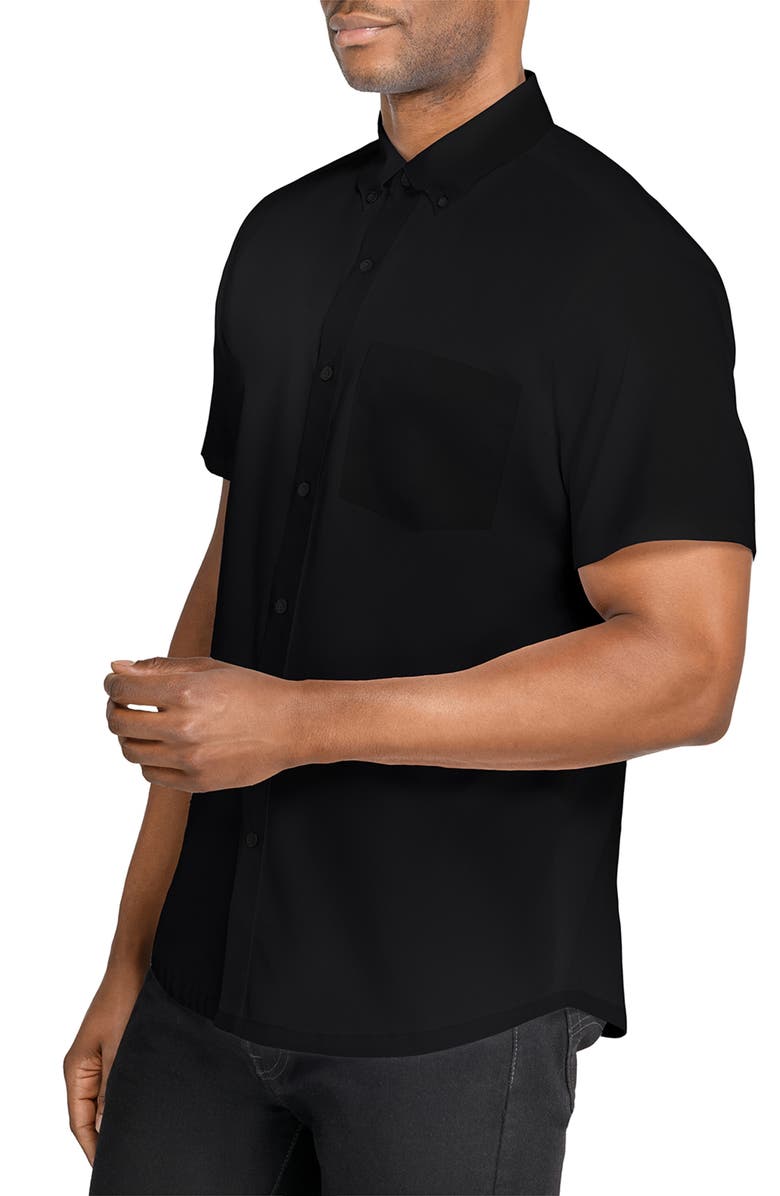 W.R.K Hudson Reworked Slim Fit Short Sleeve Button-Down Shirt, Alternate, color, Black