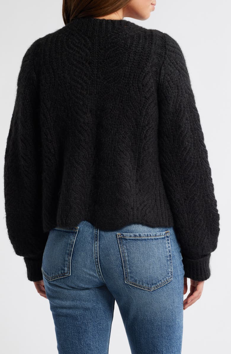 Wit & Wisdom Blouson Sleeve Cable Knit Crop Cardigan, Alternate, color,