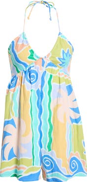 Billabong So Groovy Cotton & Linen Halter Romper