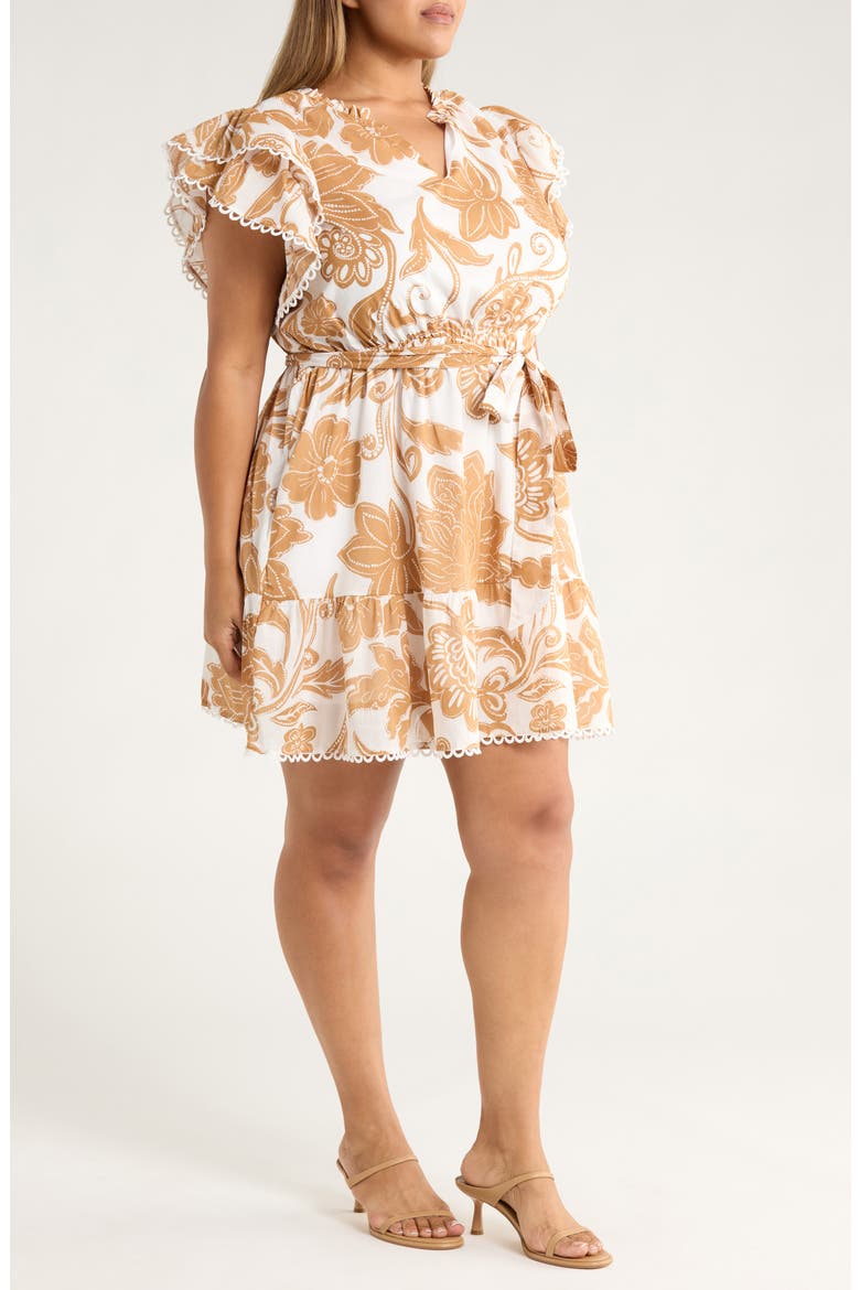 Nadya Floral Eriny Cotton Dress, Alternate, color, WHITE/ BISCUIT
