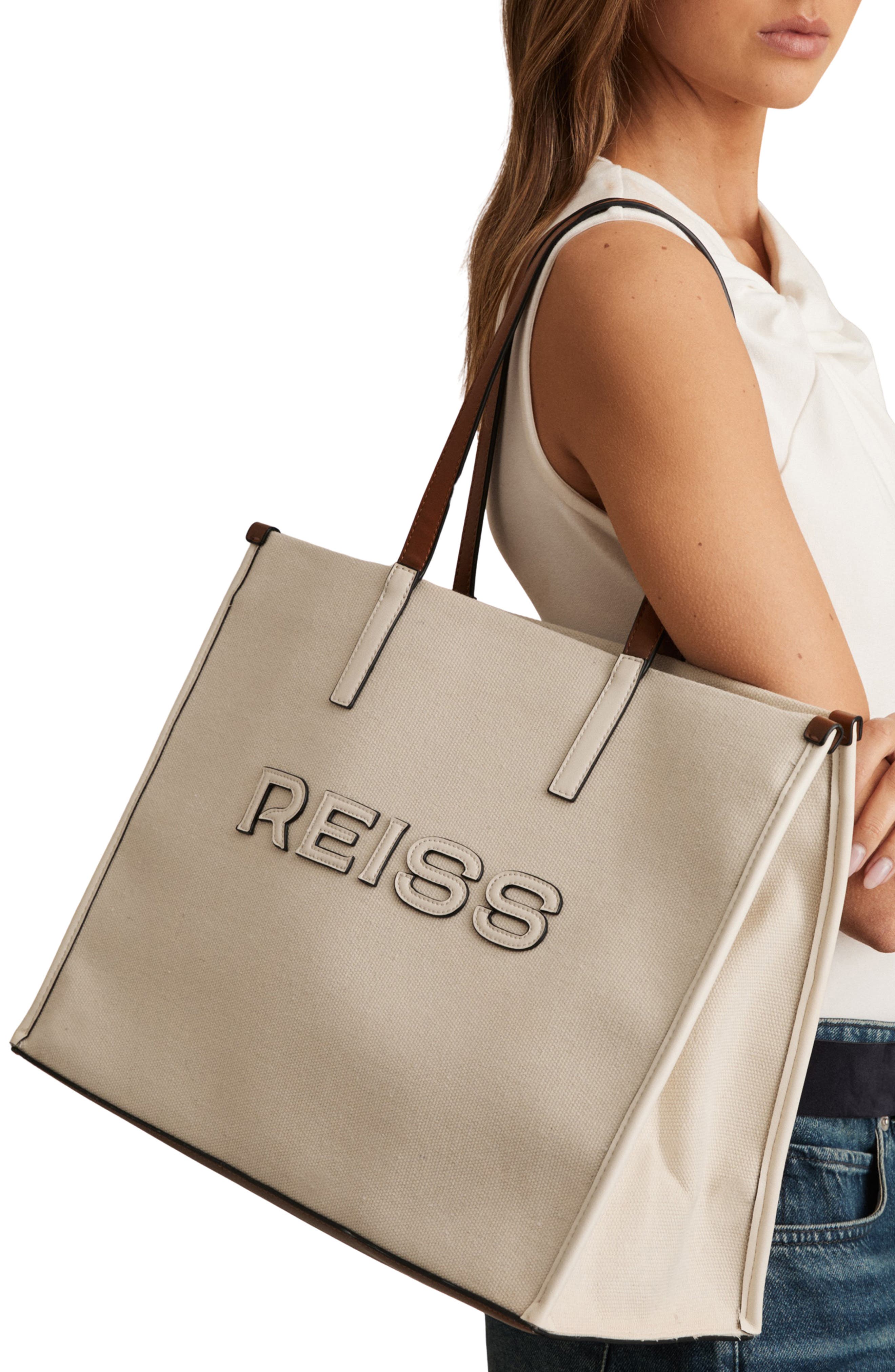Reiss Lola Logo Canvas Tote, Alternate, color, Lolanatural