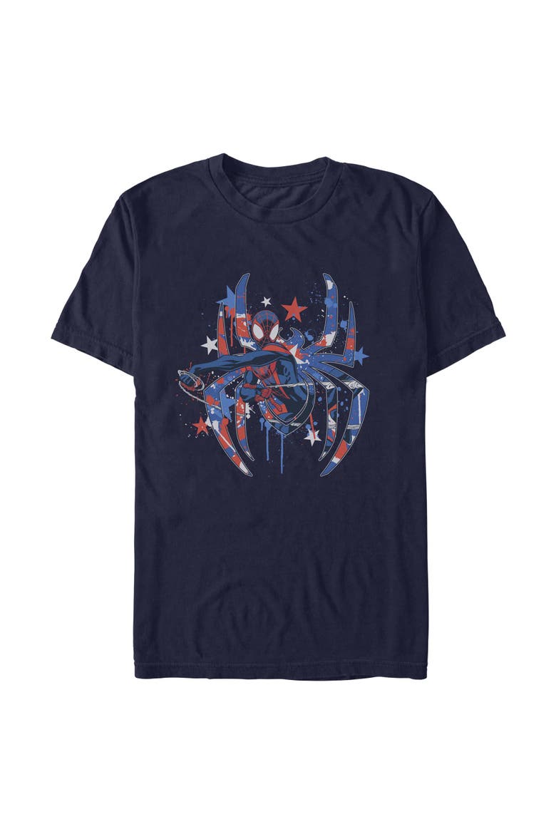 Men's Marvel Patriotic Spider Logo  Graphic T-Shirt, Main, color, Navy Blue