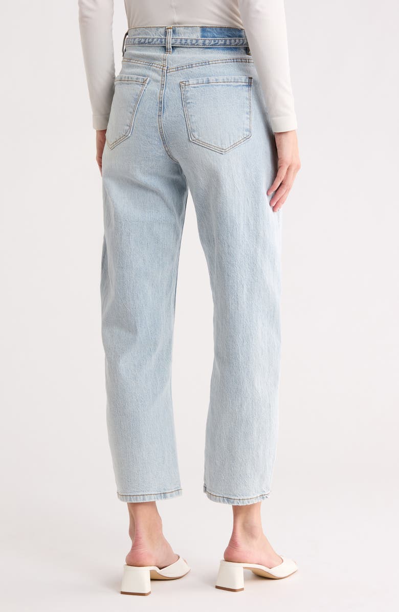 Kensie Jessica High Rise Belted Ankle Barrel Leg Jeans, Alternate, color, Logan