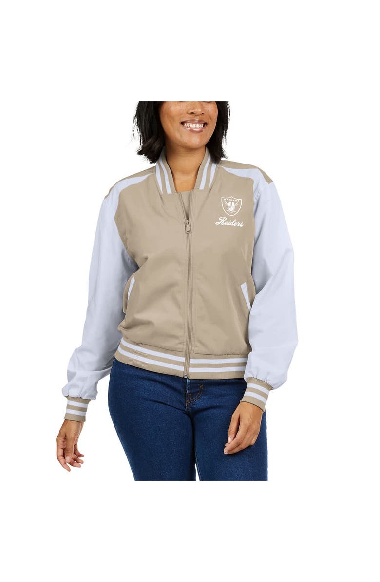 WEAR by Erin Andrews Women's WEAR by Erin Andrews Tan Las Vegas Raiders Tonal Full-Zip Bomber Jacket, Alternate, color, Tan