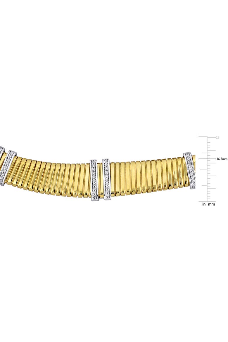 Cubic Zirconia Omega Station Necklace, Alternate, color, Yellow-Plated