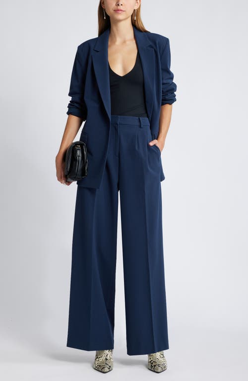 Open Edit Wide Leg Pants In Navy Blazer