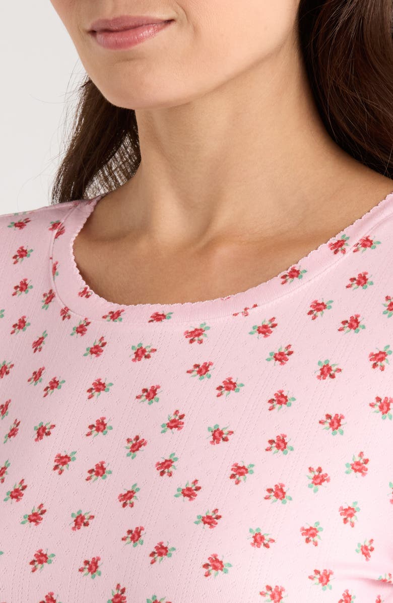 PJ Salvage Crazy for the Holidays Brushed Pointelle Pajama Top, Alternate, color, Pink