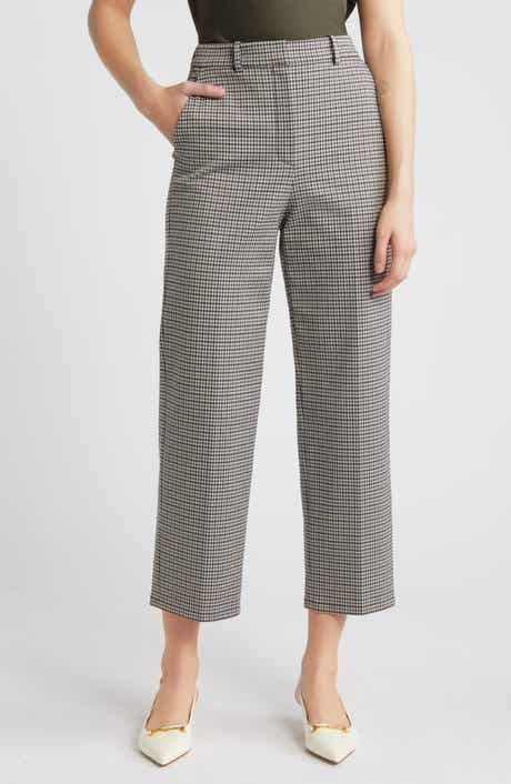 Theory Houndstooth High Waist Straight Leg Pants