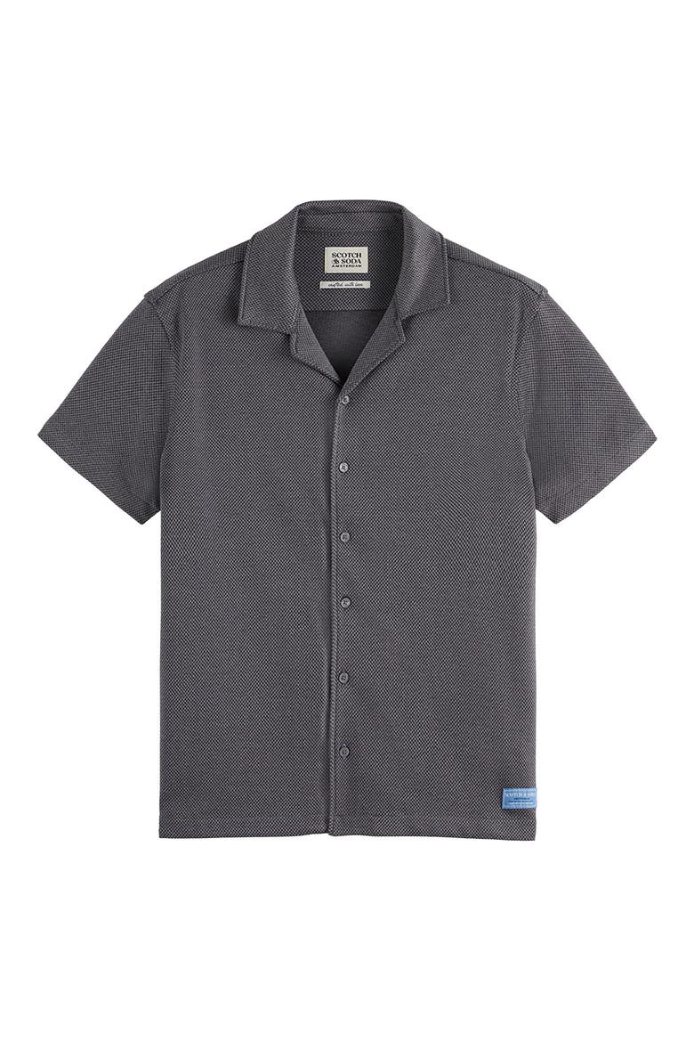 Short Sleeve Button Front Shirt, Main, color, CHARCOAL ART