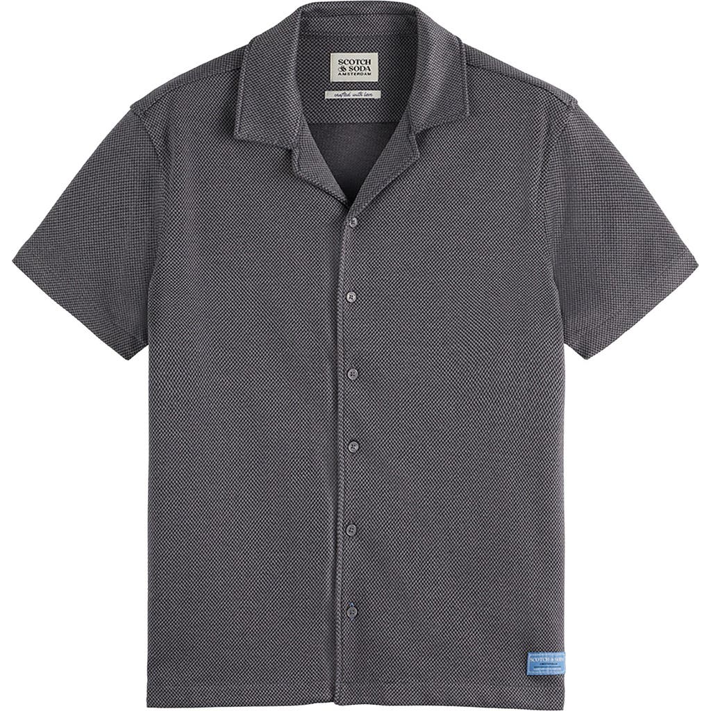 Scotch & Soda Short Sleeve Button Front Shirt In Gray