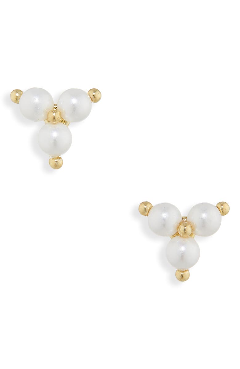 ARGENTO VIVO Freshwater Pearl Cluster Stud Earrings, Main, color, Gold