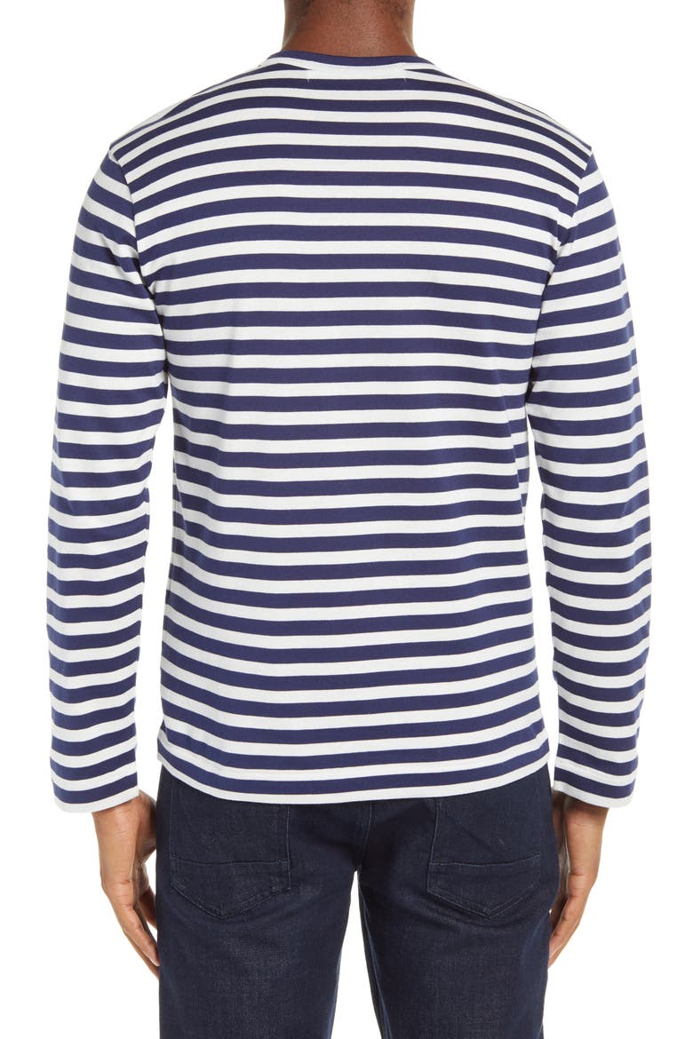 Stripe Long Sleeve Cotton T-Shirt, Alternate, color, NAVY