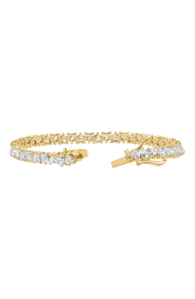 Bliss Diamond 10.50Ct Heart Cut Diamond Tennis Bracelet 14k Gold 7" Lab Grown, Alternate, color, 