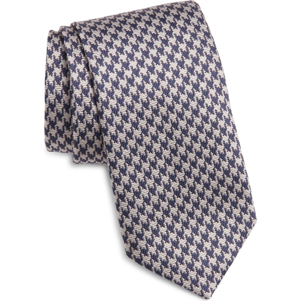 Jack Victor Lyam Houndstooth Jacquard Silk Tie In Violet Dusk