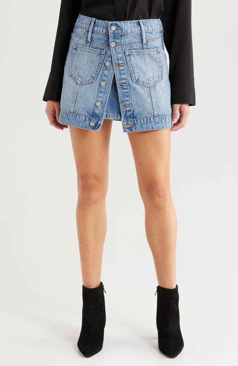HIDDEN JEANS Button Front Denim Miniskirt, Main, color, Medium Wash