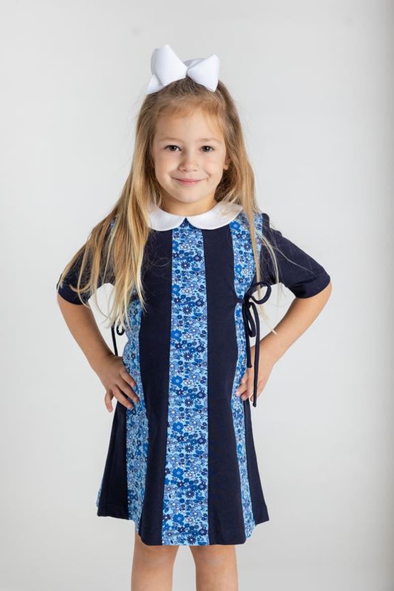 Floral Print Knit Colorblock Dress, Alternate, color, Blue Floral and Navy
